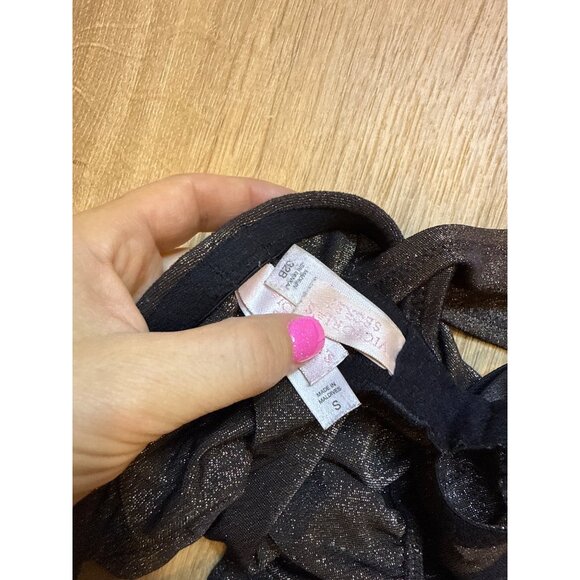 Y2K 2002 Victoria's Secret Black Gold Shimmer High Waisted Underwire Bikini Set - Picture 6 of 7